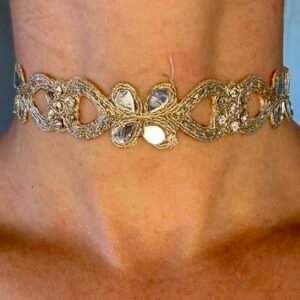 Choker Dorado Corazon Brillante con Espejos