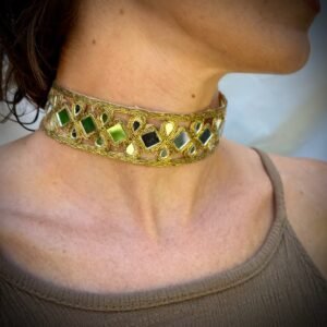 Choker Dorado Gotas y Rombos con Espejos