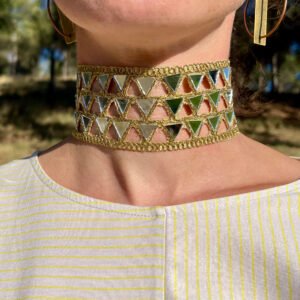 Choker Dorado de Triangulos con Espejos