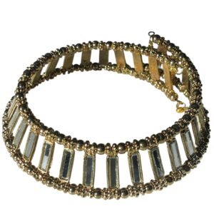 Collar Corona Dorado con Espejos Rectangulares