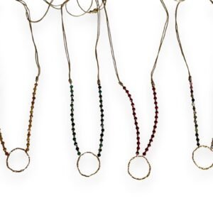 Gargantillas De Piedras Con Aro Dorado Ajustable Cuatro Colores