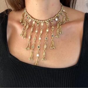 Collar color Dorado con Círculos y Espejos