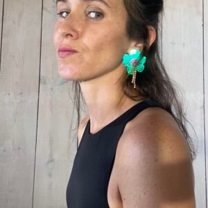 Pendientes Flor Verde de Metacrilato Grandes