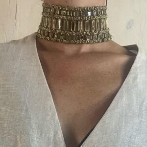 Collar corona 2 color dorado con espejos