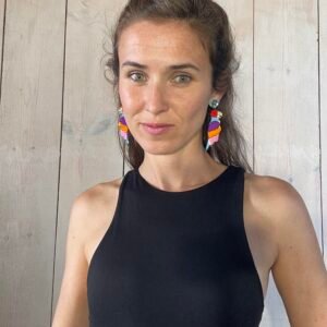 Pendientes Loro Azul de Metacrilato Grandes