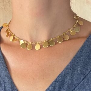 Collar Gargantilla con Círculos Dorados Bañado en Oro